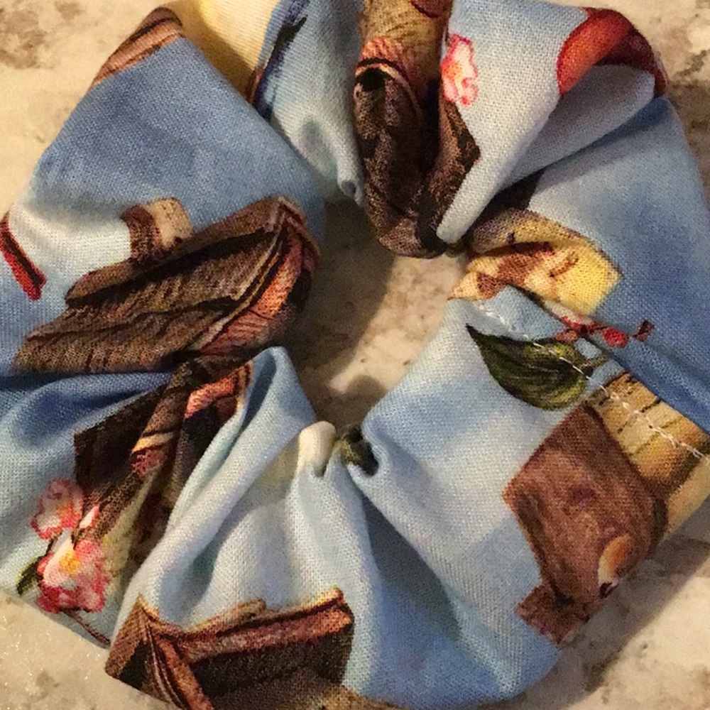 Birdhouse bird spring hair scrunchie scrunchies